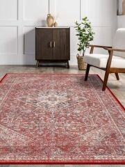 Vintage Desenli Halı, Pamuk Dokuma Pamuklu Taban Dekoratif Halı Kilim 83 - 60 x 100