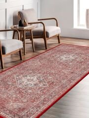 Vintage Desenli Halı, Pamuk Dokuma Pamuklu Taban Dekoratif Halı Kilim 83 - 60 x 100
