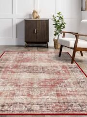 Vintage Desenli Halı, Pamuk Dokuma Pamuklu Taban Dekoratif Halı Kilim 84 - 60 x 100