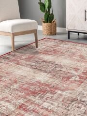 Vintage Desenli Halı, Pamuk Dokuma Pamuklu Taban Dekoratif Halı Kilim 84 - 60 x 100