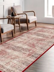 Vintage Desenli Halı, Pamuk Dokuma Pamuklu Taban Dekoratif Halı Kilim 84 - 60 x 100