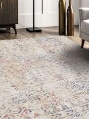 Vintage Desenli Halı, Pamuk Dokuma Pamuklu Taban Dekoratif Halı Kilim 86 - 60 x 100
