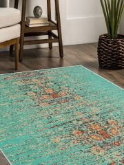Vintage Desenli Halı, Pamuk Dokuma Pamuklu Taban Dekoratif Halı Kilim 89 - 60 x 100