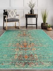 Vintage Desenli Halı, Pamuk Dokuma Pamuklu Taban Dekoratif Halı Kilim 89 - 60 x 100