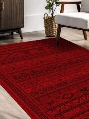 Vintage Desenli Halı, Pamuk Dokuma Pamuklu Taban Dekoratif Halı Kilim 90 - 60 x 100