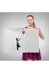 Banksy Kırmızı Balonu Uçup Giden Kız Kanvas Tablosu-5059