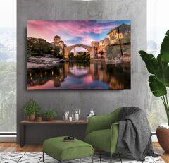 Mostar Köprüsü Cam Tablo Özel Tasarım Ofis, Mutfak Çocuk Odası, Salon Dekorasyon