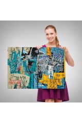 Jean Michel Basquiat Mavi Kuş Kanvas Tablo-5060