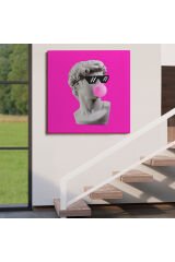Piksel Gözlüklü David'in Kafasının Alçı Heykeli Kanvas Tablo, Pop Art-5064