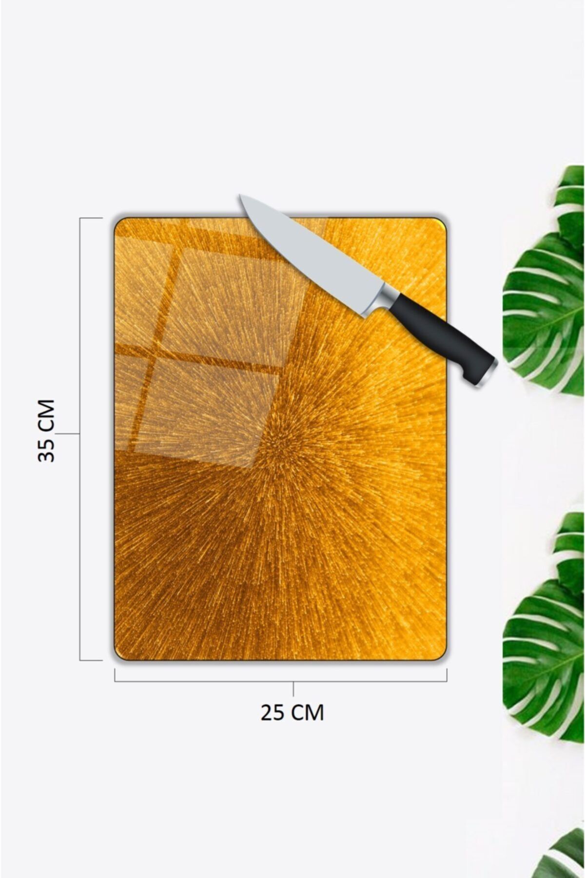 Sarı Cam Kesme Tahtası  25 x 35 cm