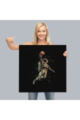Ay'da Basketbol Oynayan Astronot Kanvas Tablo-5067