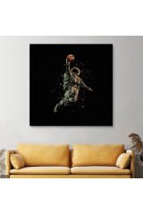 Ay'da Basketbol Oynayan Astronot Kanvas Tablo-5067