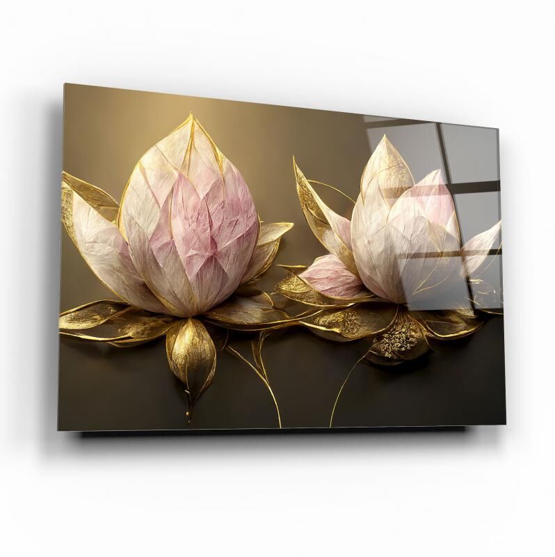 Lotus Çiçek Cam Tablo Özel Tasarım Ofis, Mutfak Çocuk Odası, Salon Dekorasyon