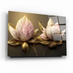 Lotus Çiçek Cam Tablo Özel Tasarım Ofis, Mutfak Çocuk Odası, Salon Dekorasyon