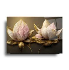 Lotus Çiçek Cam Tablo Özel Tasarım Ofis, Mutfak Çocuk Odası, Salon Dekorasyon