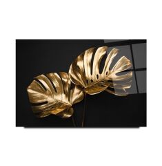 Gold Yapraklar Cam Tablo Özel Tasarım Ofis, Mutfak Çocuk Odası, Salon Dekorasyon
