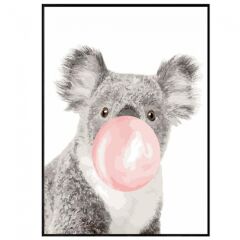 Kanvas Pembe Sakız ve Koala Sayılarla Boyama Seti Rulo