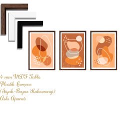 Bohem Tarz MDF Plastik Çerçeveli 3'lu Dekoratif Tablo 05