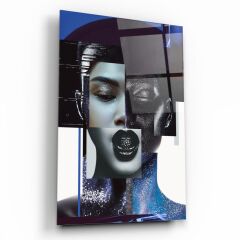 Kadın Portre Cam Tablo Özel Tasarım Ofis, Mutfak Çocuk Odası, Salon Dekorasyon