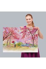 Sakura Ağacının Altındaki Sevgililer Kanvas Tablo-5082
