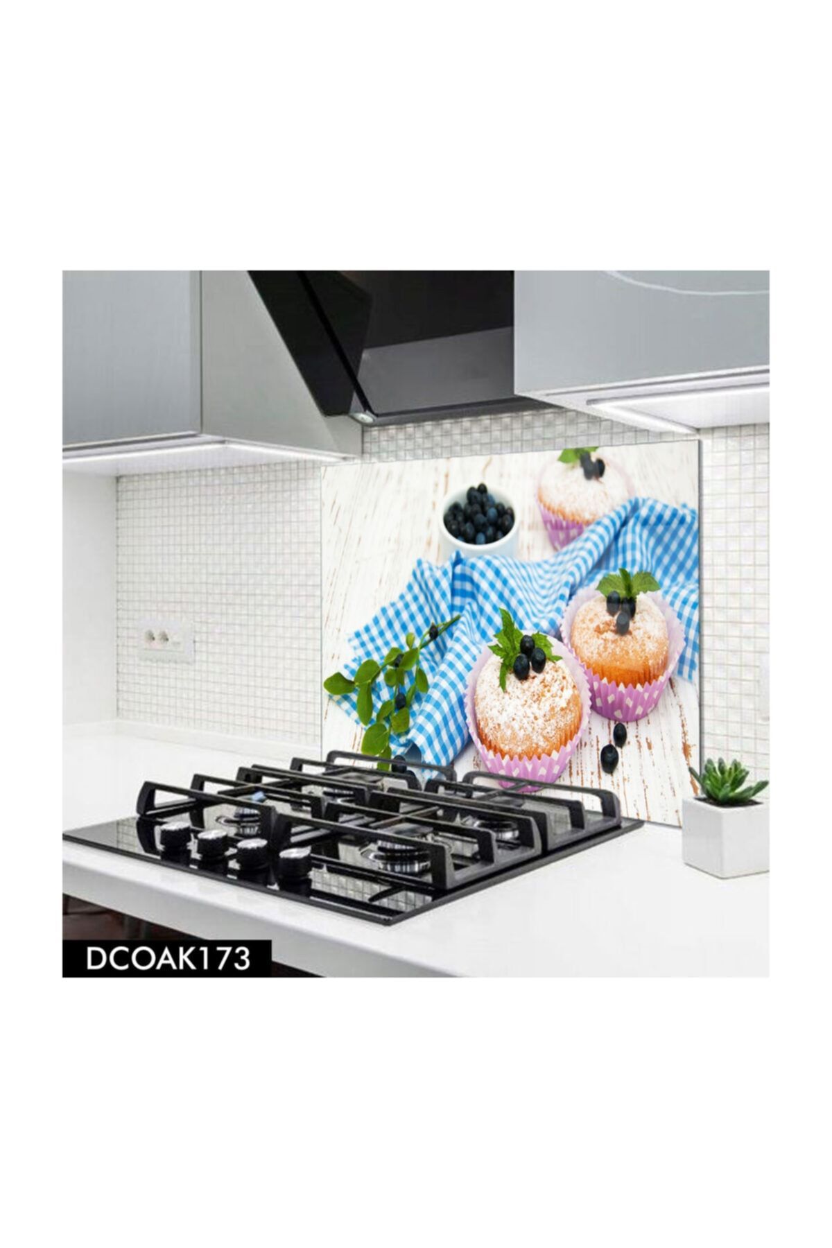 Disegno Cam Ocak Arkası Koruyucu | Cupcake Desenli