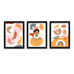 Bohem Tarz MDF Plastik Çerçeveli 3'lu Dekoratif Tablo 16