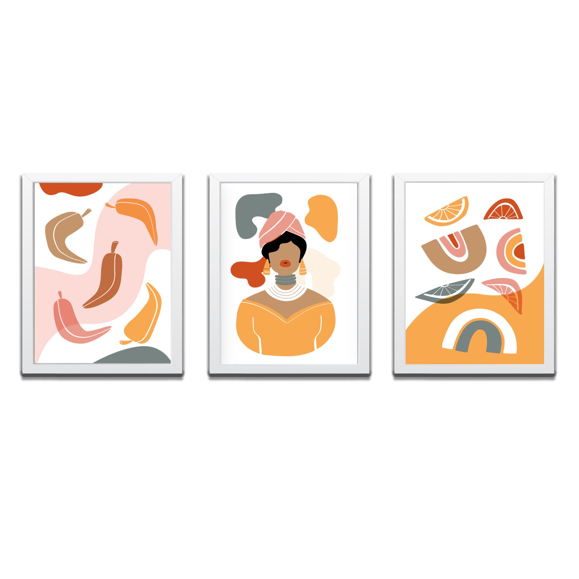 Bohem Tarz MDF Plastik Çerçeveli 3'lu Dekoratif Tablo 16