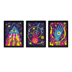 Bohem Tarz MDF Plastik Çerçeveli 3'lu Dekoratif Tablo 19