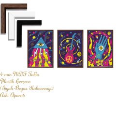 Bohem Tarz MDF Plastik Çerçeveli 3'lu Dekoratif Tablo 19