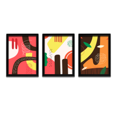 Bohem Tarz MDF Plastik Çerçeveli 3'lu Dekoratif Tablo 24