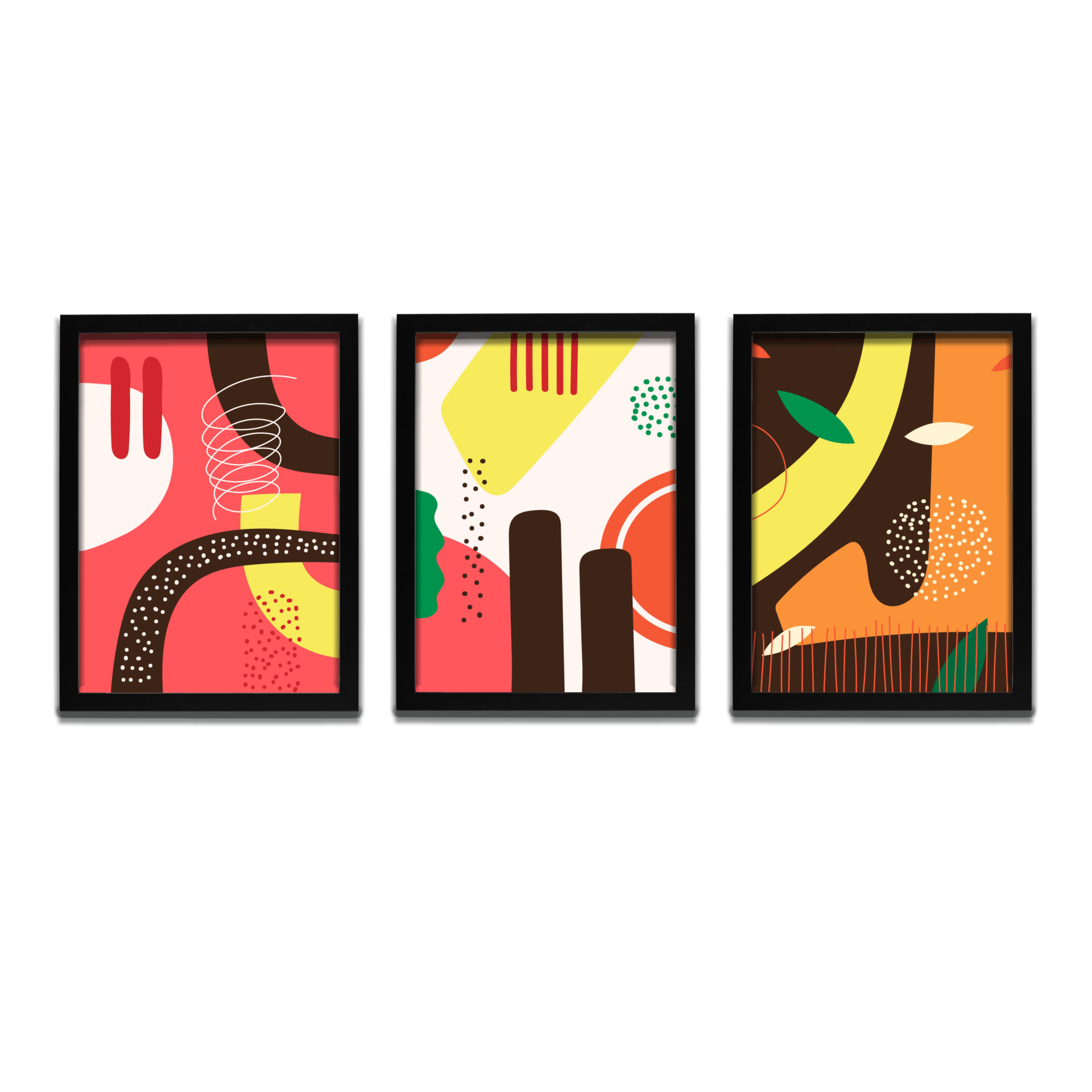 Bohem Tarz MDF Plastik Çerçeveli 3'lu Dekoratif Tablo 24