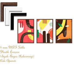 Bohem Tarz MDF Plastik Çerçeveli 3'lu Dekoratif Tablo 24