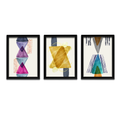 Bohem Tarz MDF Plastik Çerçeveli 3'lu Dekoratif Tablo 26