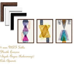 Bohem Tarz MDF Plastik Çerçeveli 3'lu Dekoratif Tablo 26