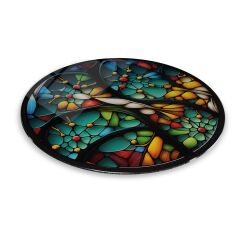 Vitray Yuvarlak Cam Tablo | Hediyelik, Dekoratif, Ofis, Mutfak