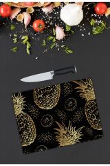 Ananas Desenli | Cam Kesme Tahtası |  25 x 35 cm