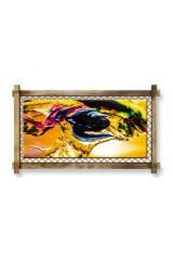 Sarı Soyut LED IŞIKLI RUSTİK kanvas tablo B