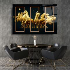 Gold Atlar Cam Tablo Özel Tasarım Ofis, Mutfak Çocuk Odası, Salon Dekorasyon