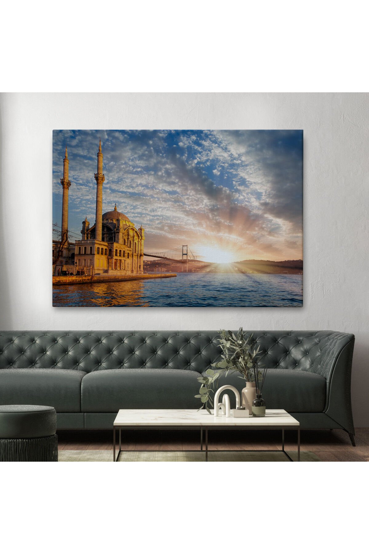 Ortaköy Camii ve Boğaziçi Köprüsü Manzarası Dekoratif Kanvas Tablo-6504