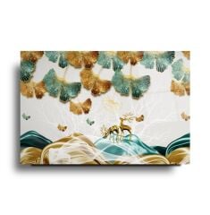 Gold Çiçekler Cam Tablo Özel Tasarım Ofis, Mutfak Çocuk Odası, Salon Dekorasyon