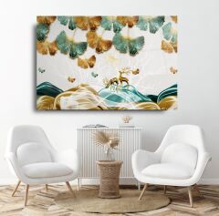 Gold Çiçekler Cam Tablo Özel Tasarım Ofis, Mutfak Çocuk Odası, Salon Dekorasyon