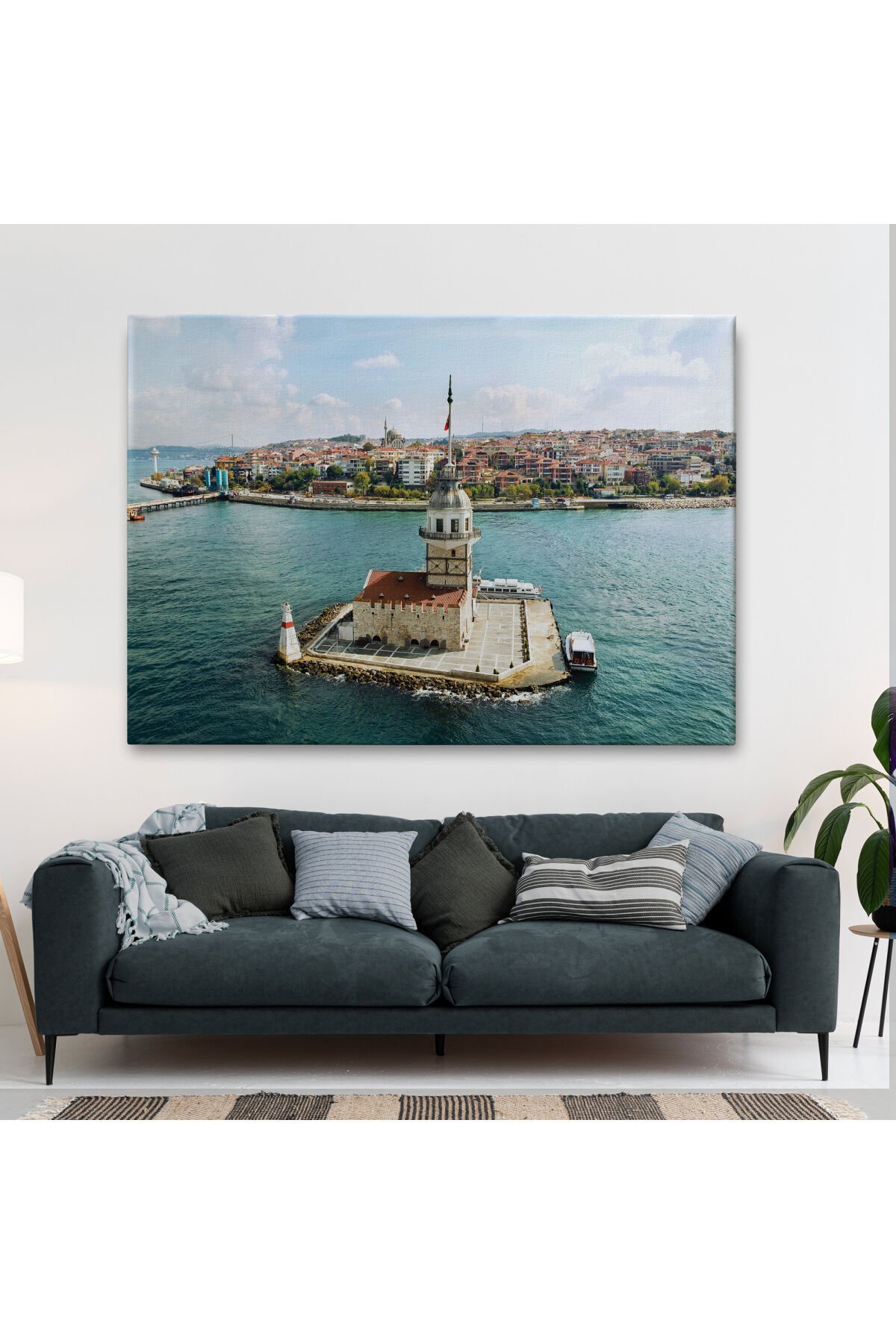 Kızkulesi ve Üsküdar Kuşbakışı Manzarası Dekoratif Kanvas Tablo-6509