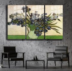 Ünlü Ressamlar ve Yapıtları Modern Yaşam Alanları İçin 3'lü Dikey Cam Tablo 21