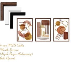 Bohem Tarz MDF Plastik Çerçeveli 3'lu Dekoratif Tablo 45