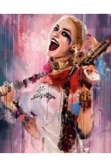 Kanvas Neşeli Harleyquinn Sayılarla Boyama Seti  Kasnaklı