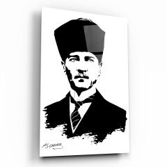 Atatürk Silüeti ve İmzası Cam Tablo Özel Tasarım Ofis, Mutfak Çocuk Odası, Salon Dekorasyon