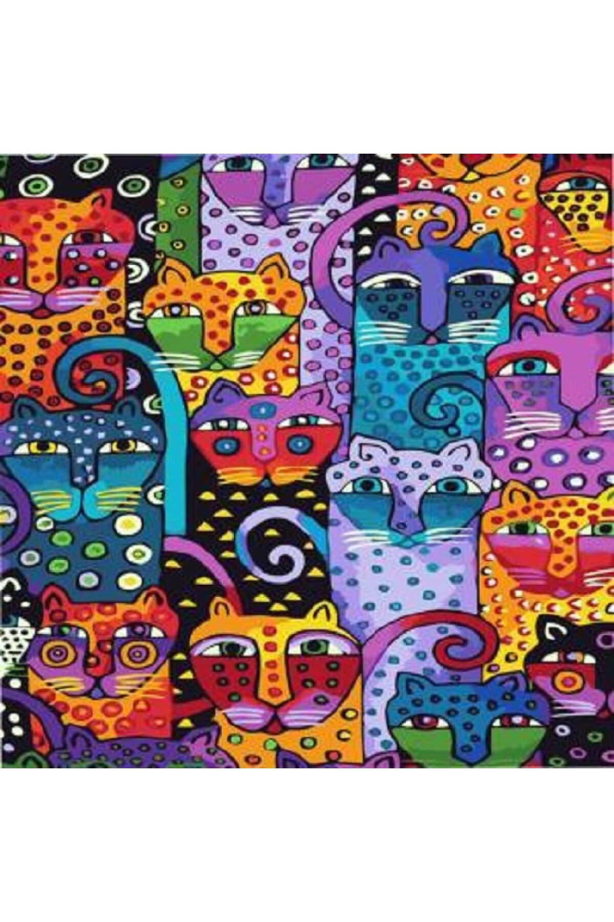 Kanvas Kedi Duvarı Sayılarla Boyama Seti  Rulo