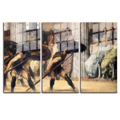 Ünlü Ressamlar ve Yapıtları Modern Yaşam Alanları İçin 3'lü Dikey Cam Tablo 47