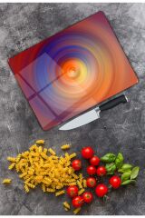 Renkli Halkala Cam Kesme Tahtası 25 x 35 cm