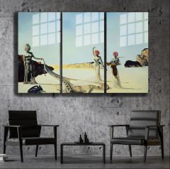 Ünlü Ressamlar ve Yapıtları Modern Yaşam Alanları İçin 3'lü Dikey Cam Tablo 49